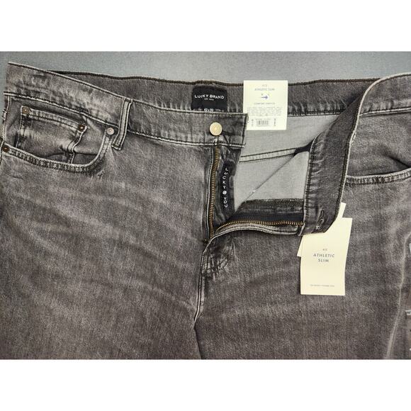 Lucky Brand Men's 412 Athletic Slim Fit Charcoal Denim Jeans Size 42x30 - Picture 2 of 6